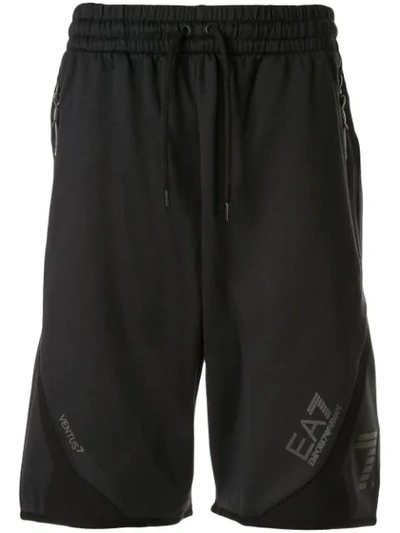 Ea7 Logo Jersey Shorts In Black