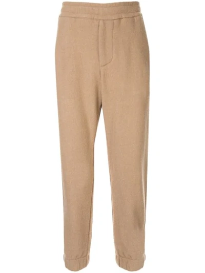 Emporio Armani Woven Jogger-style Trousers In Brown