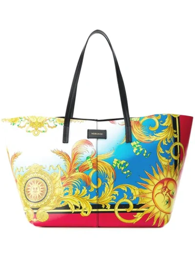 Versace Savage Barocco Soft Tote Bag In Blue
