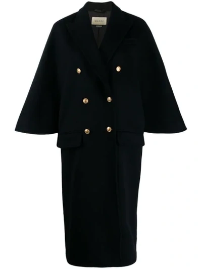 Gucci Double-breasted Peacoat In Black