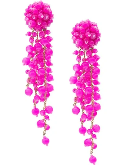Oscar De La Renta Cluster Bead Earrings In Pink