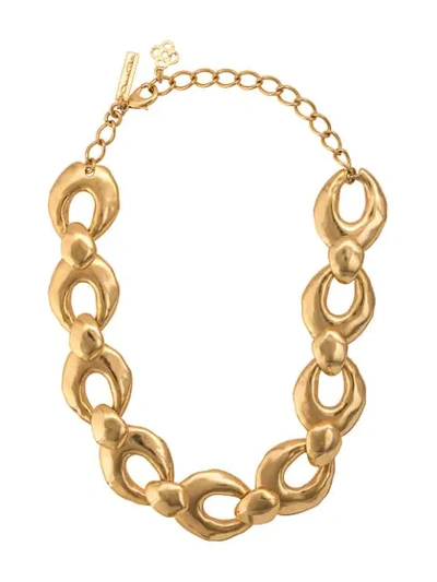 Oscar De La Renta Hammered Link Necklace In Gold