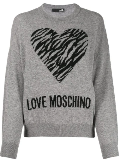 Love Moschino Heart Jacquard Jumper In Grey