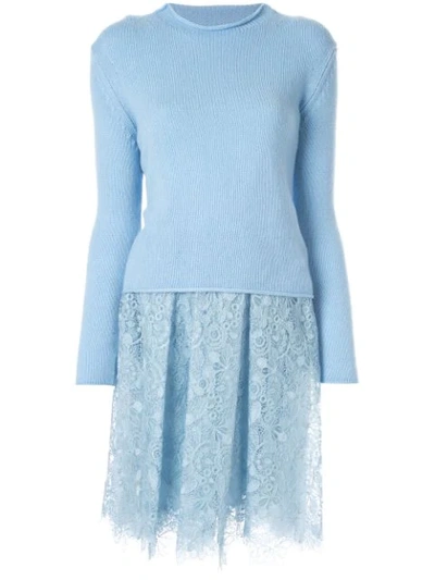 Ermanno Scervino Half Knit Dress In Blue