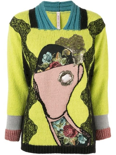 Antonio Marras Lace-panelled Jumper In Green