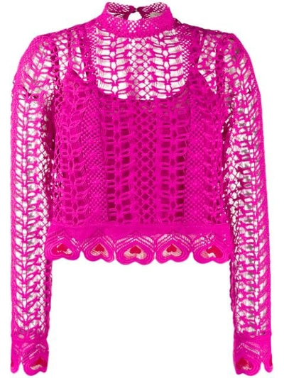 Temperley London Sunrise Heart Embroidered Blouse In Pink