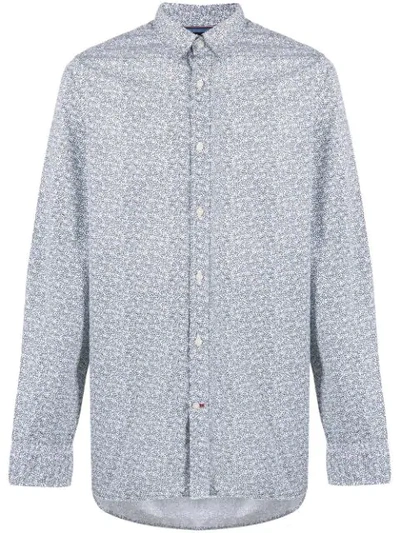 Tommy Hilfiger Micro-floral Print Fitted Shirt In Blue