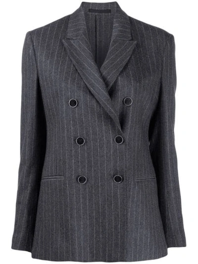 Eleventy Striped Double-breasted Blazer In Grey