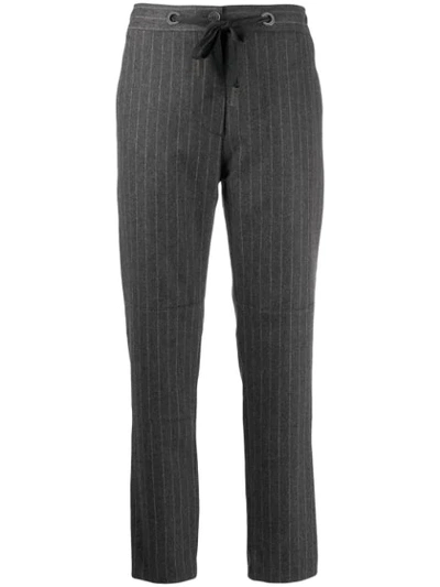 Eleventy Striped Straight-leg Trousers In Grey