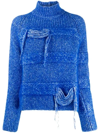Mrz Speckled Knit Turtleneck Jumper In Blue