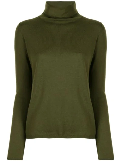 Aspesi Fine Knit Turtleneck Sweater In Green