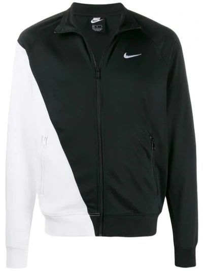 Nike Asymmetric Colour-block Jacket In Black