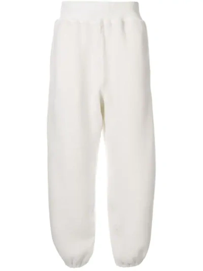 Undercover Fleeced Embroidered Joggers In White