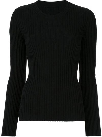 Mm6 Maison Margiela Cut Out Detail Ribbed Jumper In Black