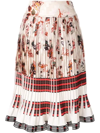 Tory Burch Floral-print Pleated Skirt In Ivory Multi