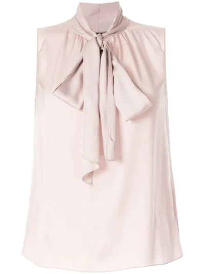Theory Pussy Bow Sleeveless Blouse In Pink