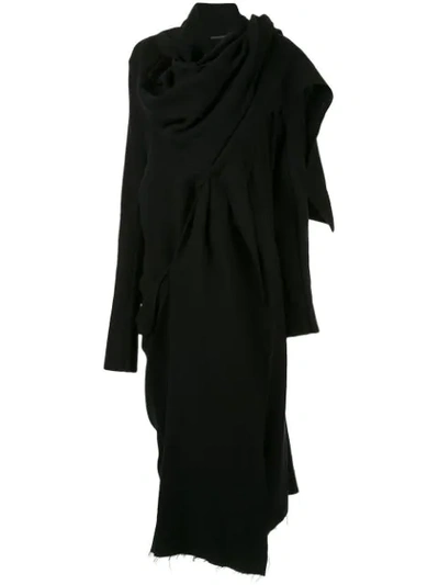 Yohji Yamamoto Tuck Drape Dress In Black