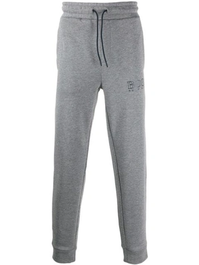 Hugo Boss Logo Stripe Panel Track Pants In Grey