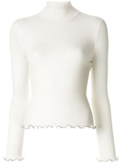 Alexander Wang Bead Trim Sweater In White