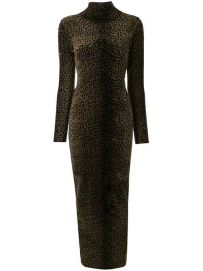 Alexander Wang Leopard Print Dress In Brown