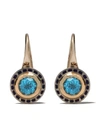 Alice Cicolini 14kt And 22kt Gold And Silver Tile Mini Hook Earrings In Gold & Blue