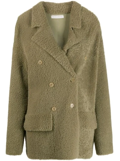 Inès & Maréchal Frou Frou Shearling Coat In Green