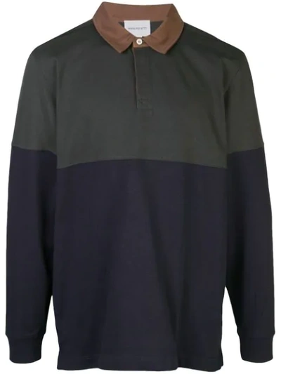 Norse Projects Colour Block Longsleeved Polo Shirt In Green
