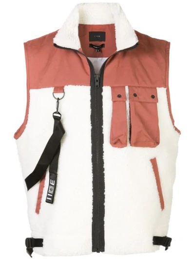 Iise Sherpa Shearling Gilet In Red