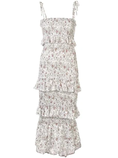 Sir Haisley Floral Ruched Midi Dress In White