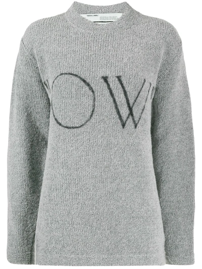Off-white Ow Logo Knitted Jumper In Grey