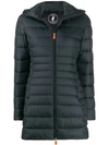 Save The Duck Fitted Padded Coat In Green