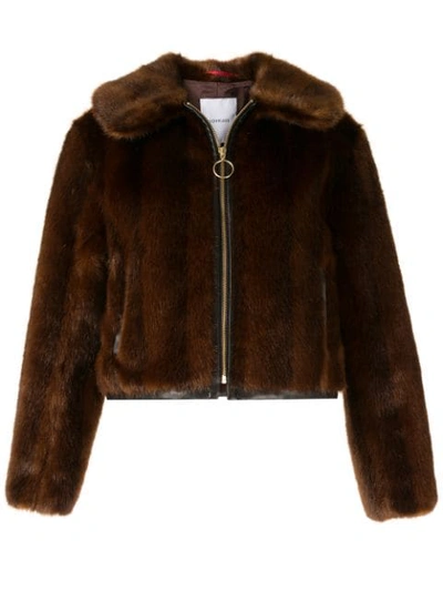 Loveless Faux-fur Zipped Jacket In Brown