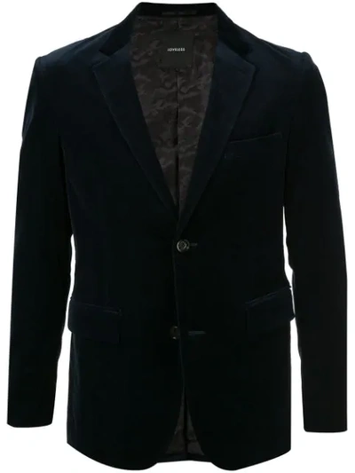 Loveless Textured Fitted Suit Jacket In Blue