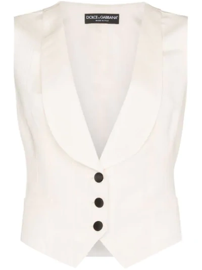 Dolce & Gabbana Rounded-lapel Faille Tuxedo Vest In White