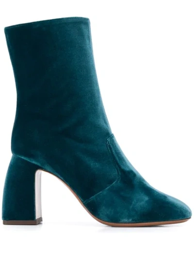 L'autre Chose Textured Block Heel Boots In Blue