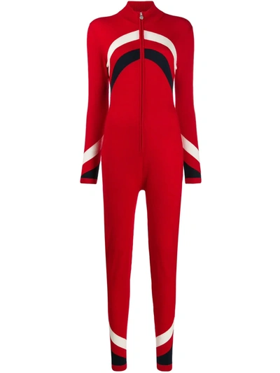 Perfect Moment Knitted Ski Suit In Red