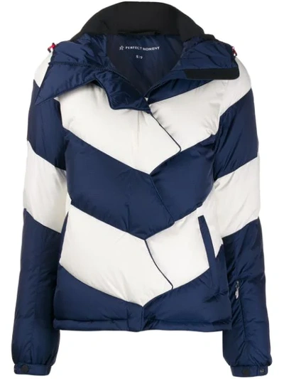 Perfect Moment Chevron Puffer Jacket In Blue
