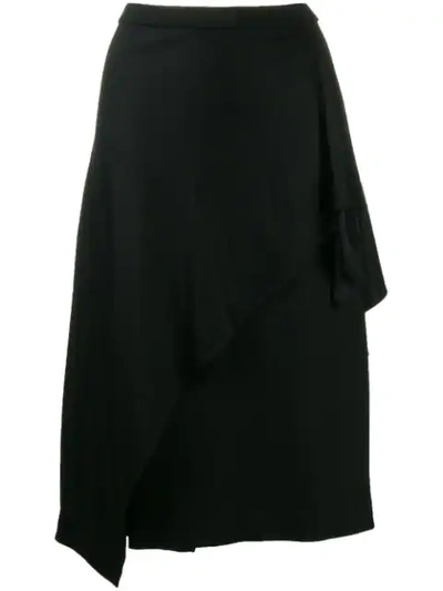 Diane Von Furstenberg Asymmetric Drape Midi Skirt In Black