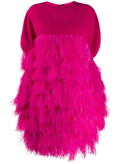 Gianluca Capannolo Short Feather Dress In Pink