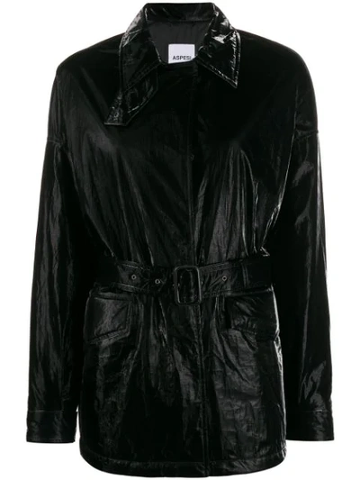 Aspesi 78 Giri Belted Coat In Black