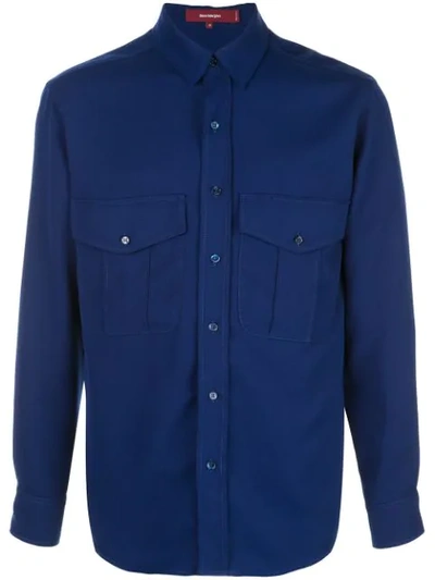 Sies Marjan Oskar Twill Double-pocket Shirt In Blue