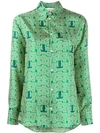 Lanvin Printed Silk-satin Twill Shirt In Green,beige,blue