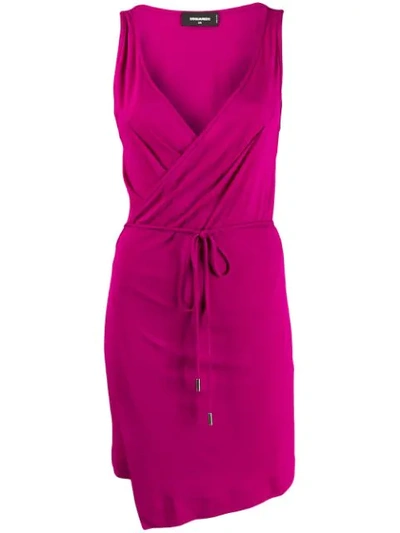 Dsquared2 Belted Waist Wrap Dress In Pink