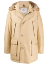 Woolrich Fur Hooded Coat In Nut Beige