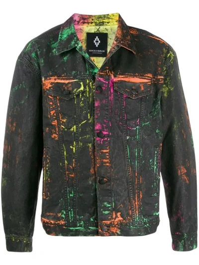 Marcelo Burlon County Of Milan Paint Effect Denim Jacket In Black