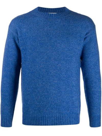 Laneus Marble Knit Jumper In Blue