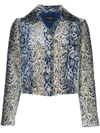Giambattista Valli Cropped Snake-print Velvet Jacket In Blue