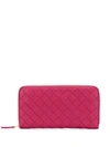 Bottega Veneta Intrecciato Weave Wallet In Pink
