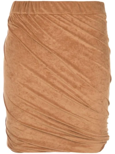 John Elliott Twisted Velvet Mini Skirt In Brown