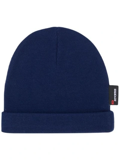 Affix Knitted Beanie Hat In Blue